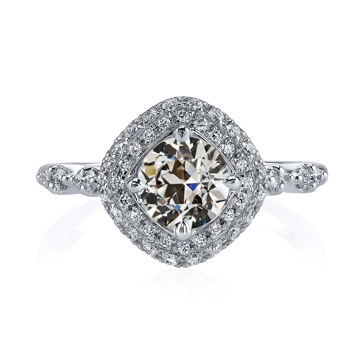 Gold Halo Runden alter Bergmann Echt Diamant Damenring Krappen Satz 4 Karat