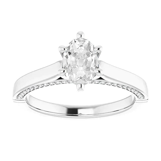 Gold Oval alter Bergmann Echt Diamant Ring Krappen Set 4.25 Karat Konischer Schaft