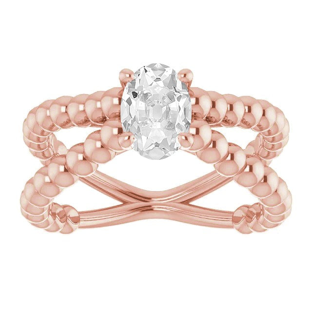 Gold Solitärring Alter Minenschliff Echt Diamant Perlen Stil 3 Karat