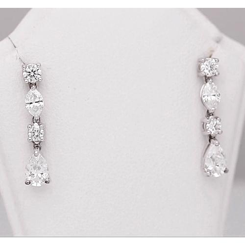 Gold Tropfen Natürlich Diamant Ohrring Birne, Rund & Marquise-Schliff