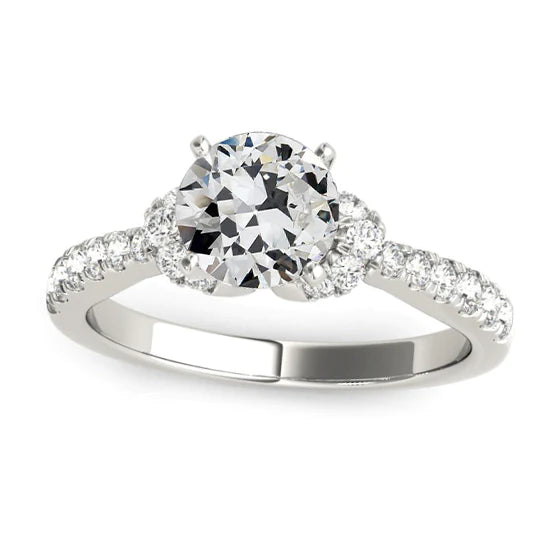 Goldener Ehering alter Bergmann Echt Diamant-Zinken-Satz 4 Karat konischer Schaft