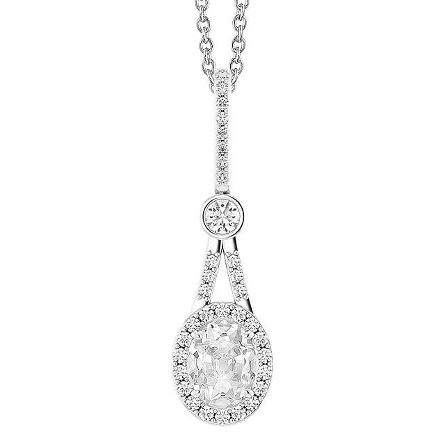Goldener Halo-Echt Diamant-Anhänger rund & Oval Old Cut Split Shank 3 Karat