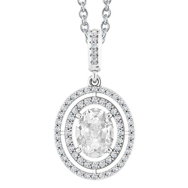 Goldener Halo-Echt Diamant-Anhänger rund & Oval im alten Minenschliff 4 Karat
