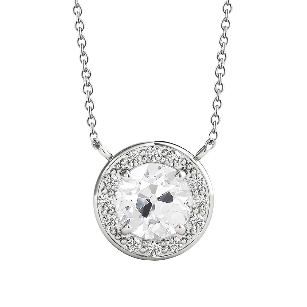 Goldener Halo-Echt Diamant-Anhänger rund alter Bergmann Krappen-Set 3.75 Karat