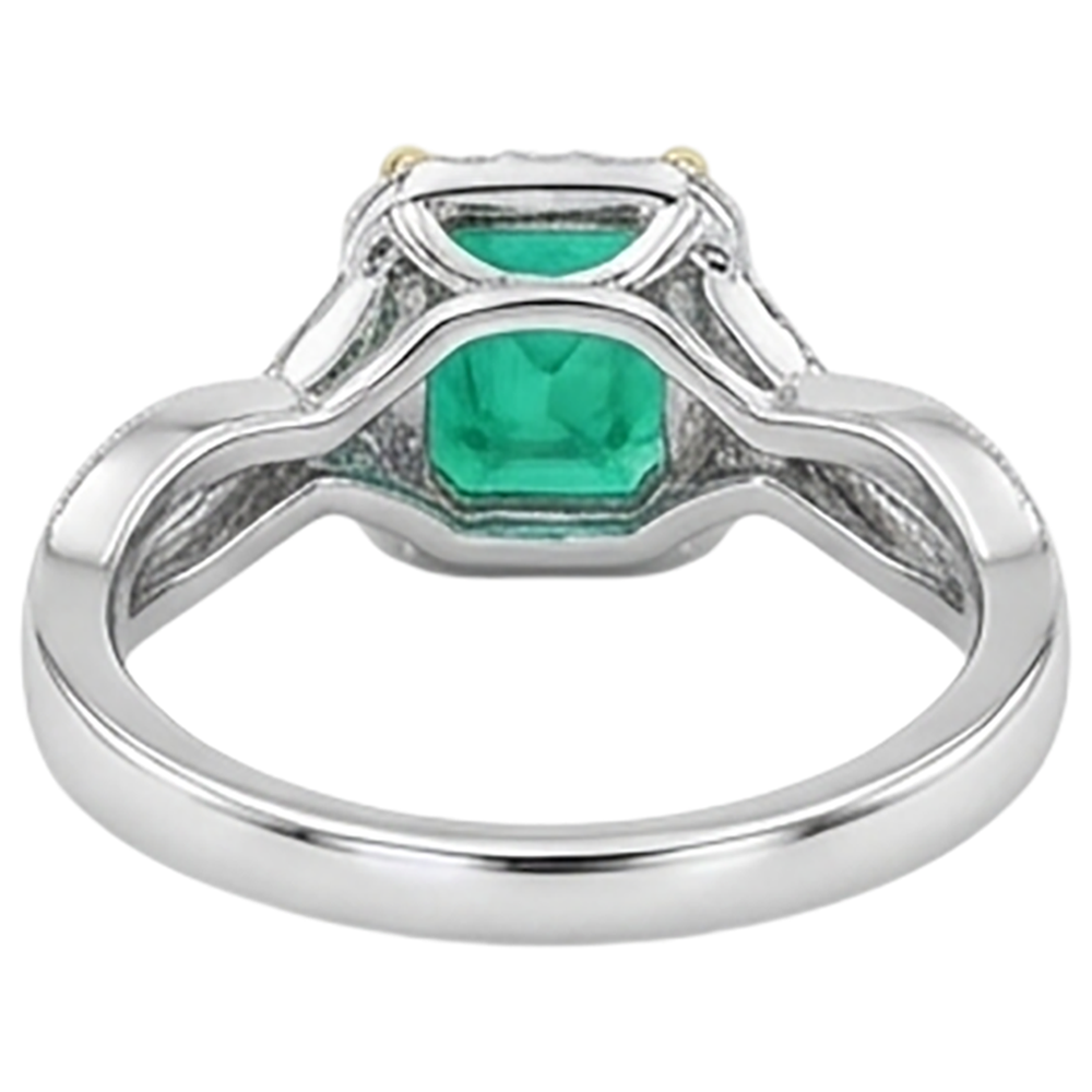 Edelstein-Ring Bicolor 14K Gold mit Edler Smaragd – Detailansicht
