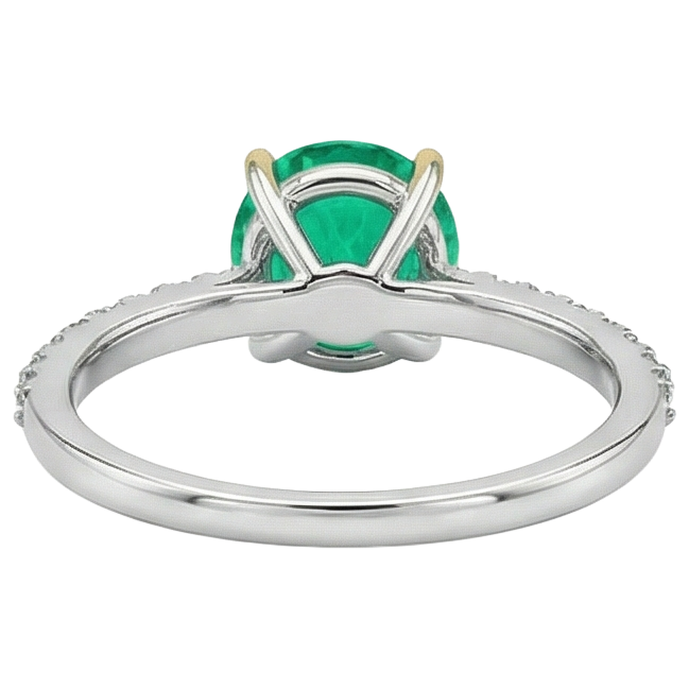 Erdgewonnener Kolumbianischer Smaragd Schmuckstein-Ring – Rückansicht