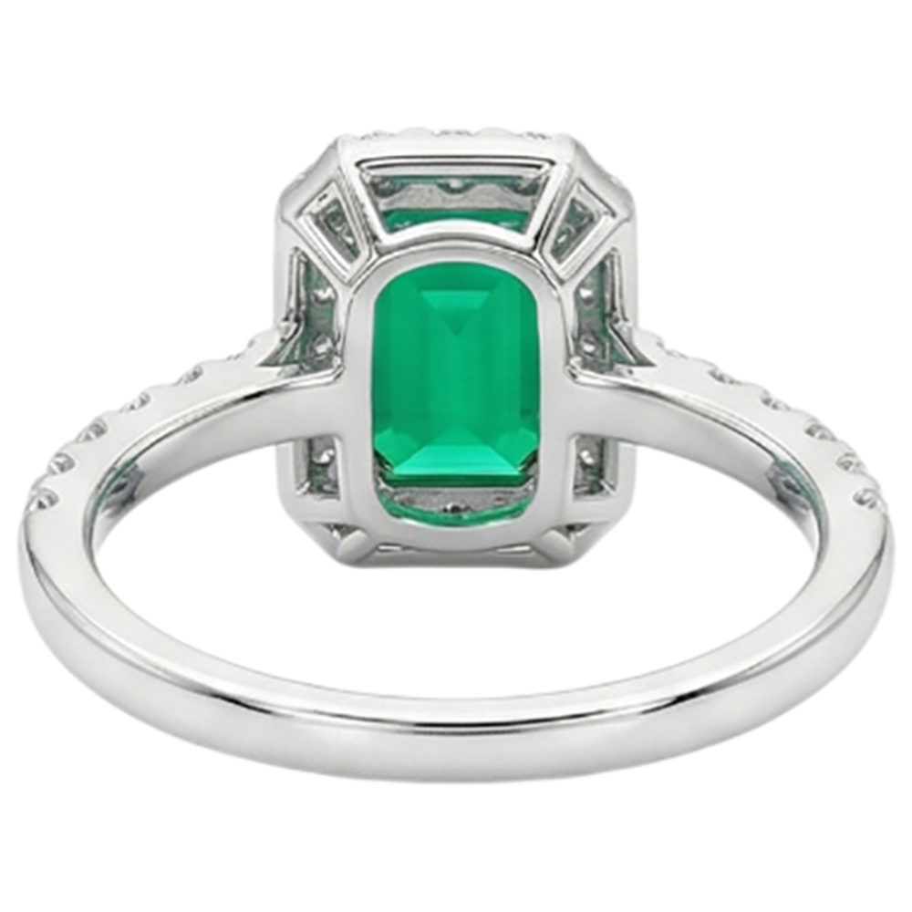 Smaragd Edelstein-Ring 2-Karat Bicolor 14K Gold – Detailansicht