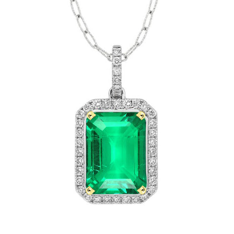 Schmuckstein-Anhänger Bicolor 14K Gold mit Kolumbianischer Smaragd – Hauptansicht