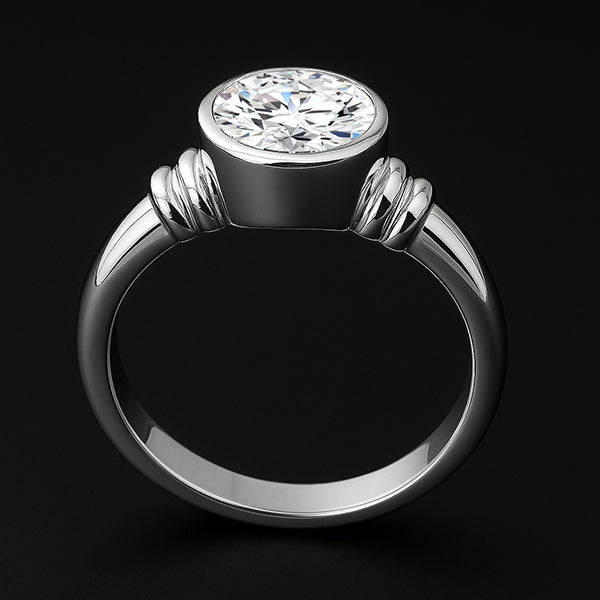Großer 3 Karat Echt Aus der Erde Abgebauter Natürlicher Diamant Solitär Ring Lünettenfassung Weißgold 14K
