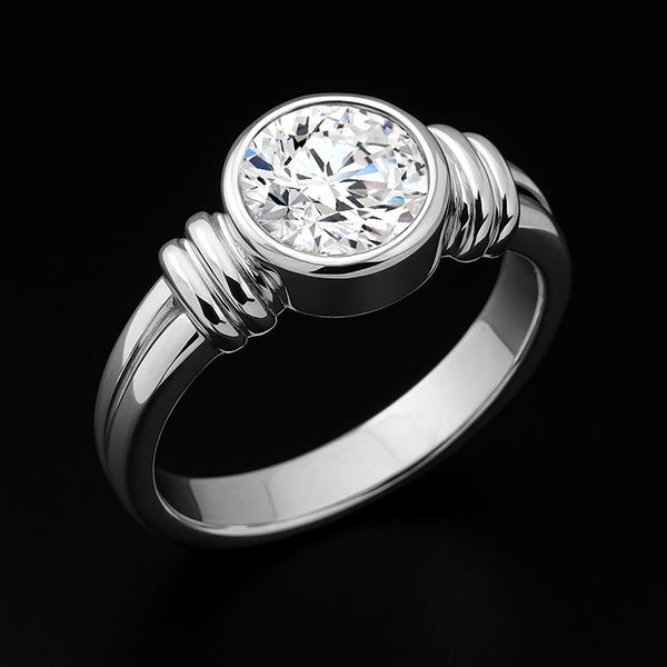 Großer 3 Karat Echt Aus der Erde Abgebauter Natürlicher Diamant Solitär Ring Lünettenfassung Weißgold 14K