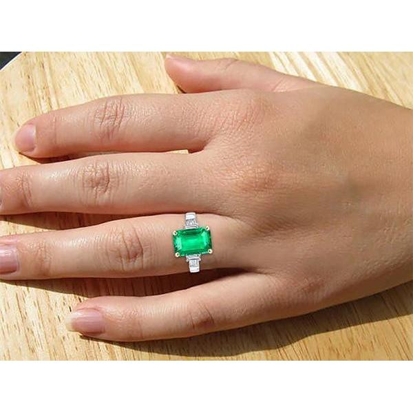 Großer Grüner Smaragd Edelstein Ring Natürlicher Erdgebauter Diamant Damen Schmuck