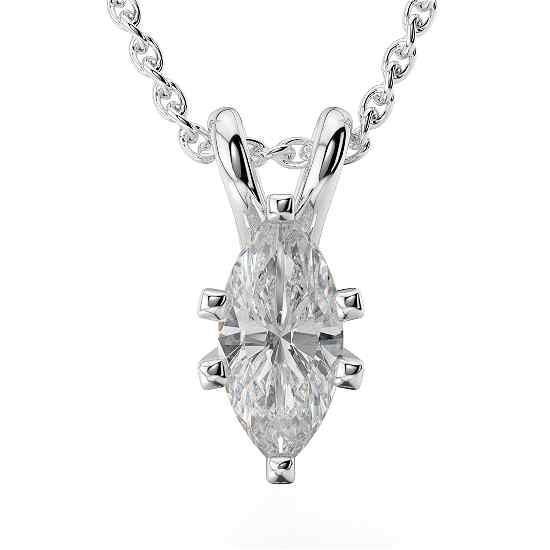 Große Marquise Cut 2 Kt Solitär-Echt-Diamant-Anhänger-Halskette Weißgold