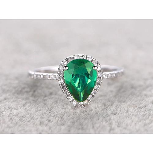 Grüner-Smaragd-Birnen-Edelstein-Ring Weißgold 14K 5,35 Karat