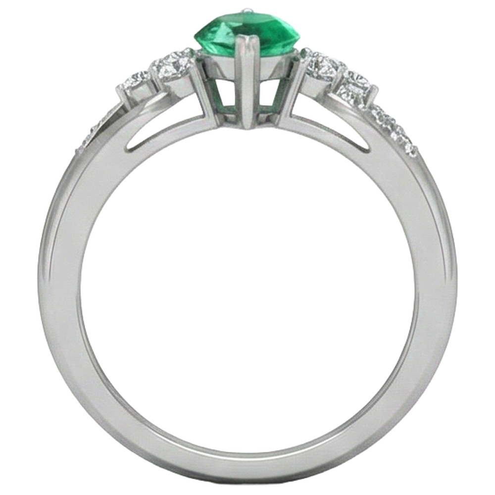 Grüner Smaragd mit Aus der Erde Abgebauter Natürlicher Diamanten 2.75 ct. Verlobungsring Weißgold 14K