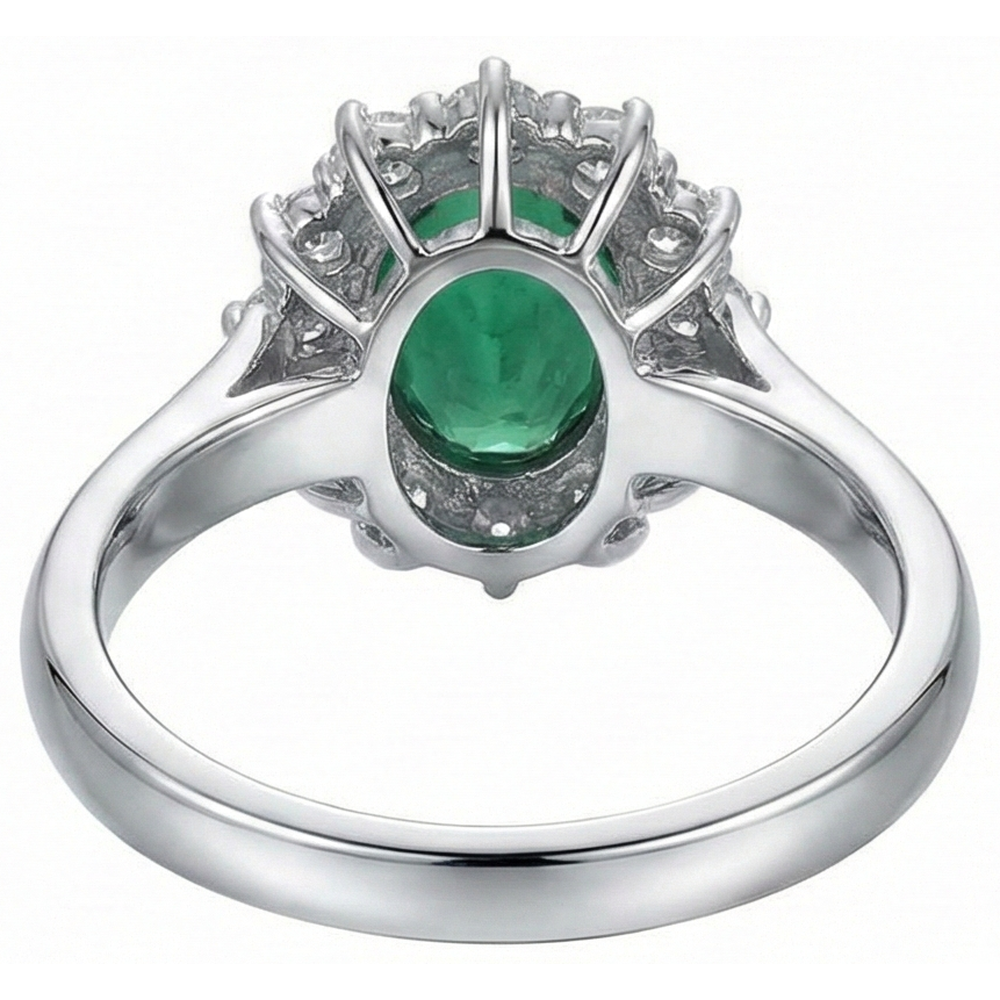 Grüner Smaragd mit Aus der Erde Abgebauter Natürlicher Diamanten Verlobungsring 3,50 Karat Weißgold 14K