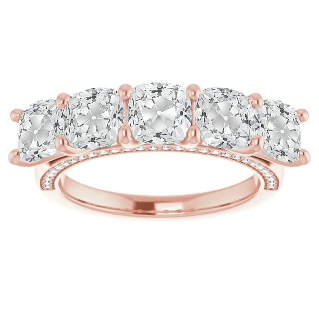 Halbe Ewigkeit Band Kissen Altschliff Echt Diamant Roségold 11.25 Karat