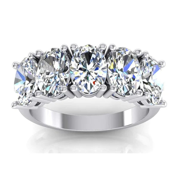 Halbe Ewigkeitsband mit Echt Diamanten im Ovalschliff und 5 Steinen