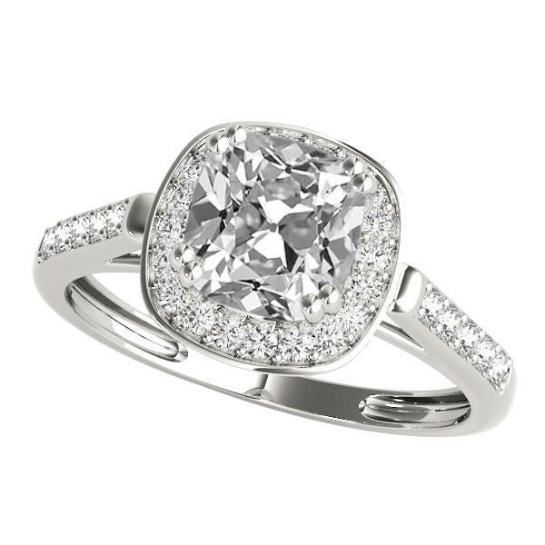 Halo Cushion alter Bergmann Echt Diamant-Verlobungsring mit geteiltem Schaft 7.25 Karat