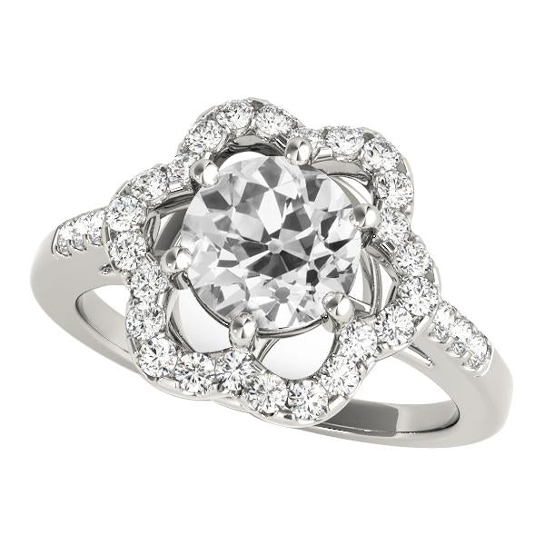 Halo Damenring Rund Old Mine Cut Echt Diamant Flower Style 5.50 Karat