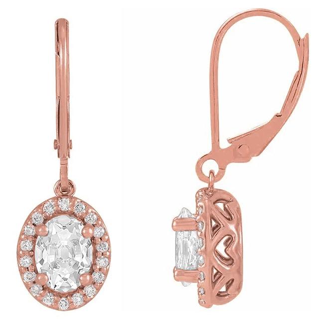 Halo-Echt Diamant-Tropfenohrringe Ovale Ohrringe im Altschliff 6,50 ct.