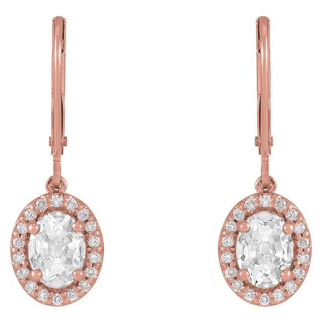 Halo-Echt Diamant-Tropfenohrringe Ovale Ohrringe im Altschliff 6,50 ct.
