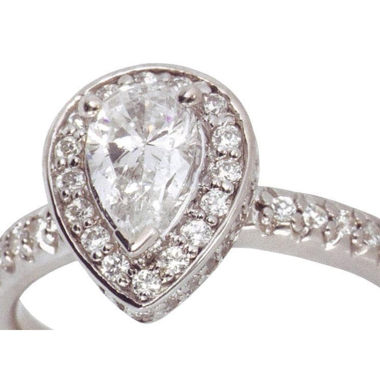 Halo Echt Aus der Erde Abgebauter Natürlicher Diamant-Verlobungsring in Birnenform 2.01 Karat