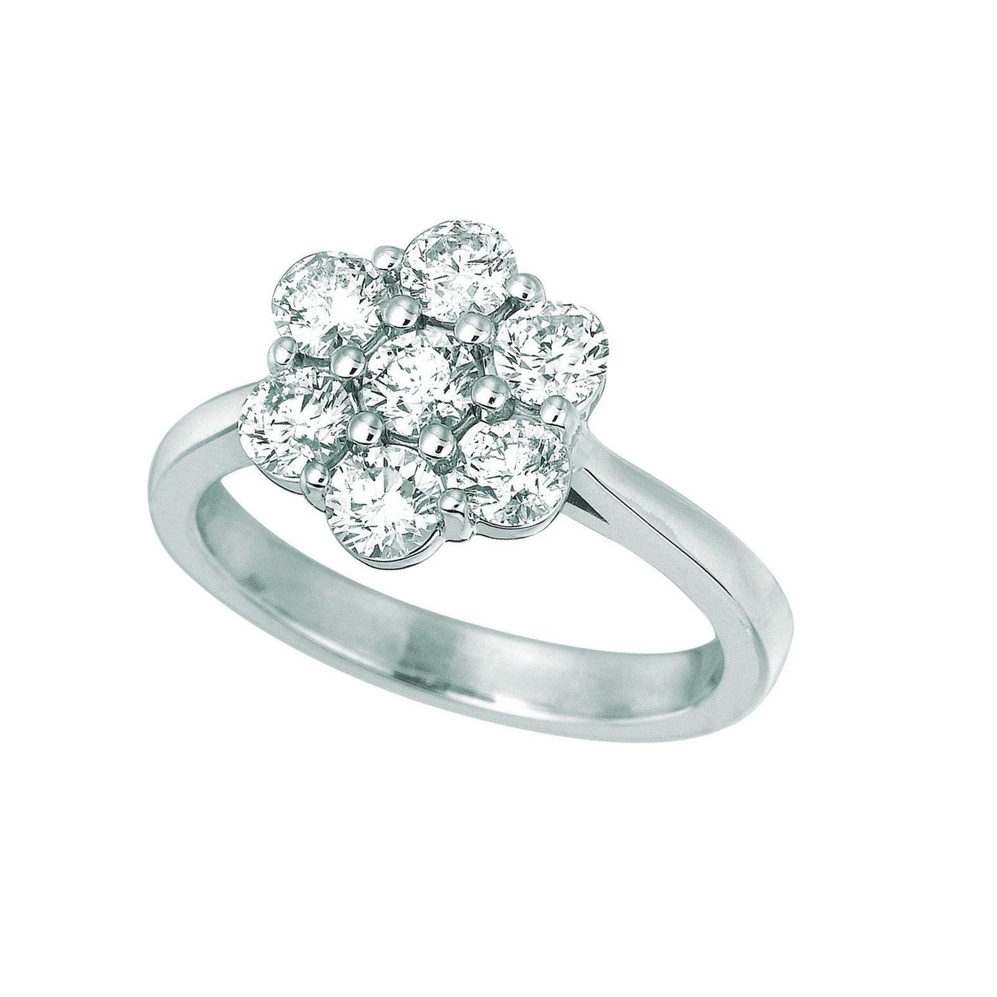 Halo Echt DiamantFlower Fancy Ring 1,47 Karat 14K Weißgold