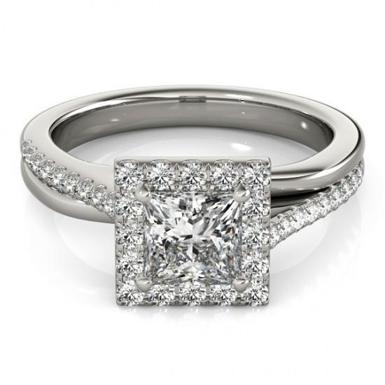 Halo Echt DiamantPrinzessinnenschnitt mit Akzenten Verlobungsring 1,50 Karat