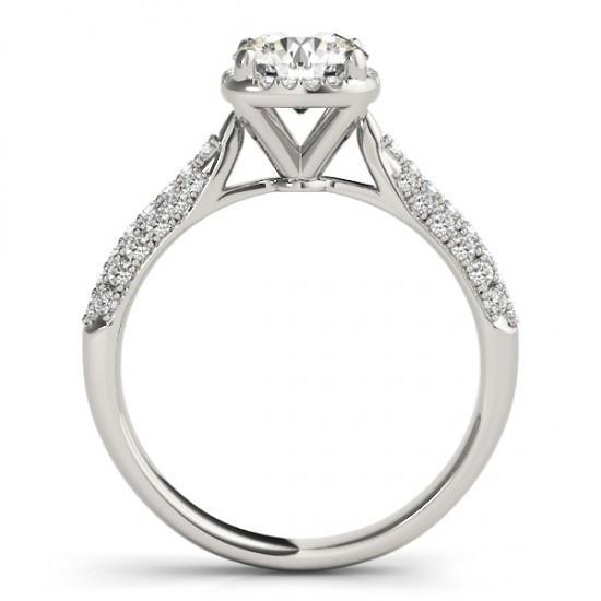 Halo Echt DiamantSolitaire Ring mit Akzent 1,50 Karat Neu Weißgold 14K