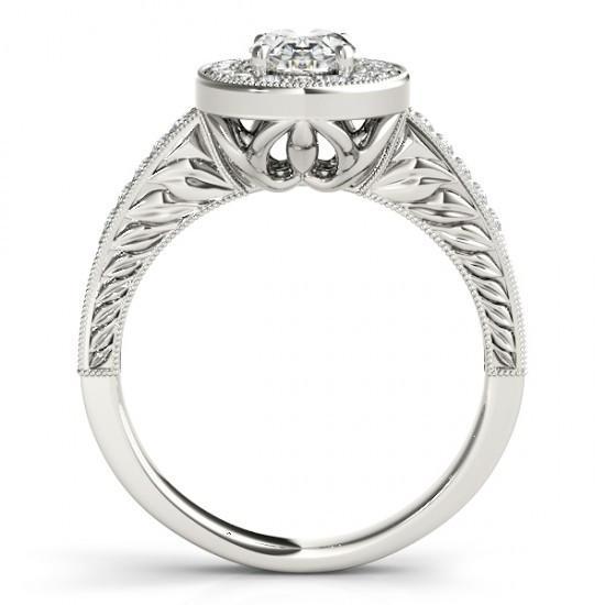 Halo Echt DiamantVintage Style Verlobungsring 1,25 Karat massiv WG 14K