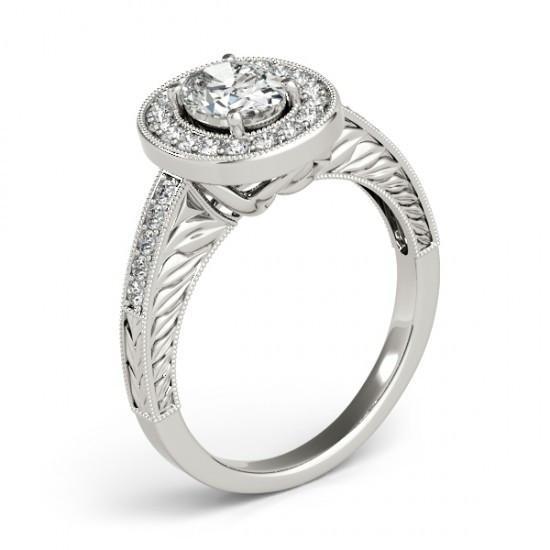 Halo Echt DiamantVintage Style Verlobungsring 1,25 Karat massiv WG 14K