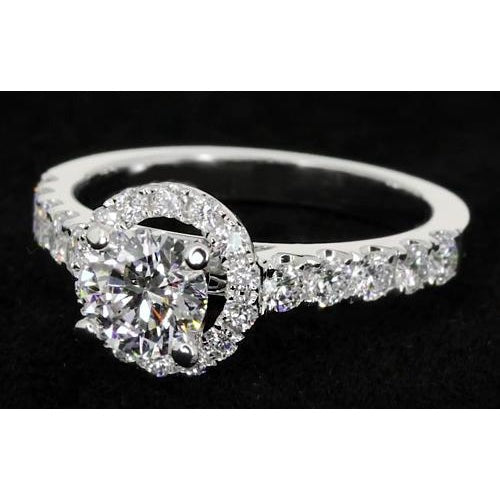 Halo Echt Runden Diamant Verlobung Ring 2 Karat Damen Schmuck