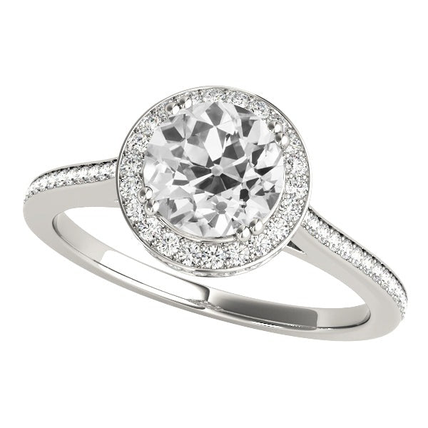 Halo Ehering Old Cut Runden Natürliche Diamants 4.25 Karat Gold 14K