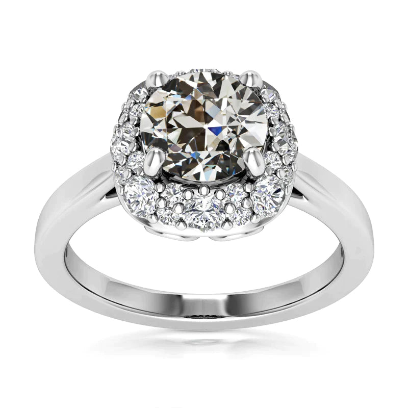 Halo Ehering für Damen runder alter Bergmann Natürliche Diamant 5.25 Karat 14K Gold