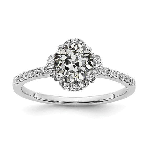 Halo Ehering mit Akzenten runder alter Bergmanns Echt diamant 3 Karat