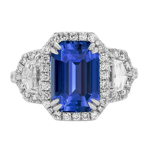 Halo Smaragd Ceylon Saphir Jubiläumsdiamantring 5 Karat - harrychadent.de