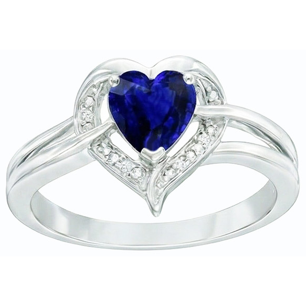Halo Heart Style Sri Lanka Saphirring 1,50 Karat Natürlicher Diamant ( nicht im Labor gezüchtet )en