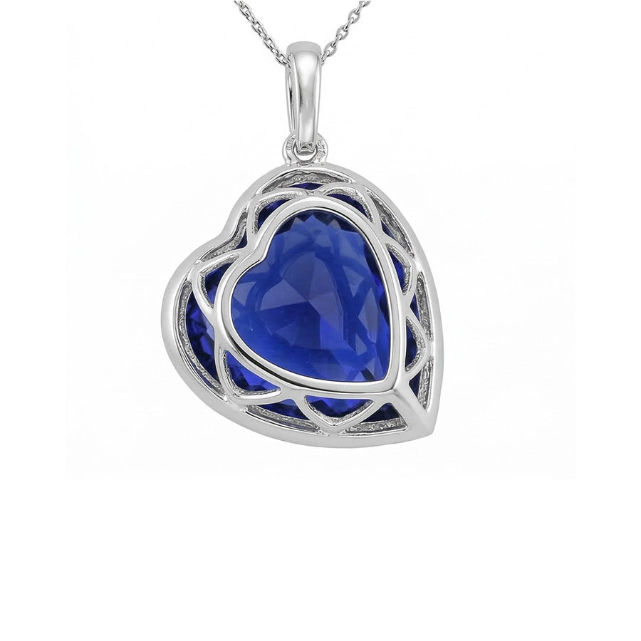 Halo Heat Anhänger mit dunkelblauem Saphir und rundem Aus der Erde Abgebauter Natürlicher Diamant, 9 Karat