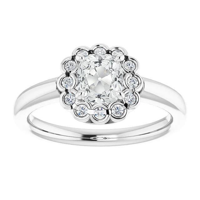 Halo Kissen Altschliff Echt Diamantring halbe Lünette Set 4.25 Karat Gold 14K