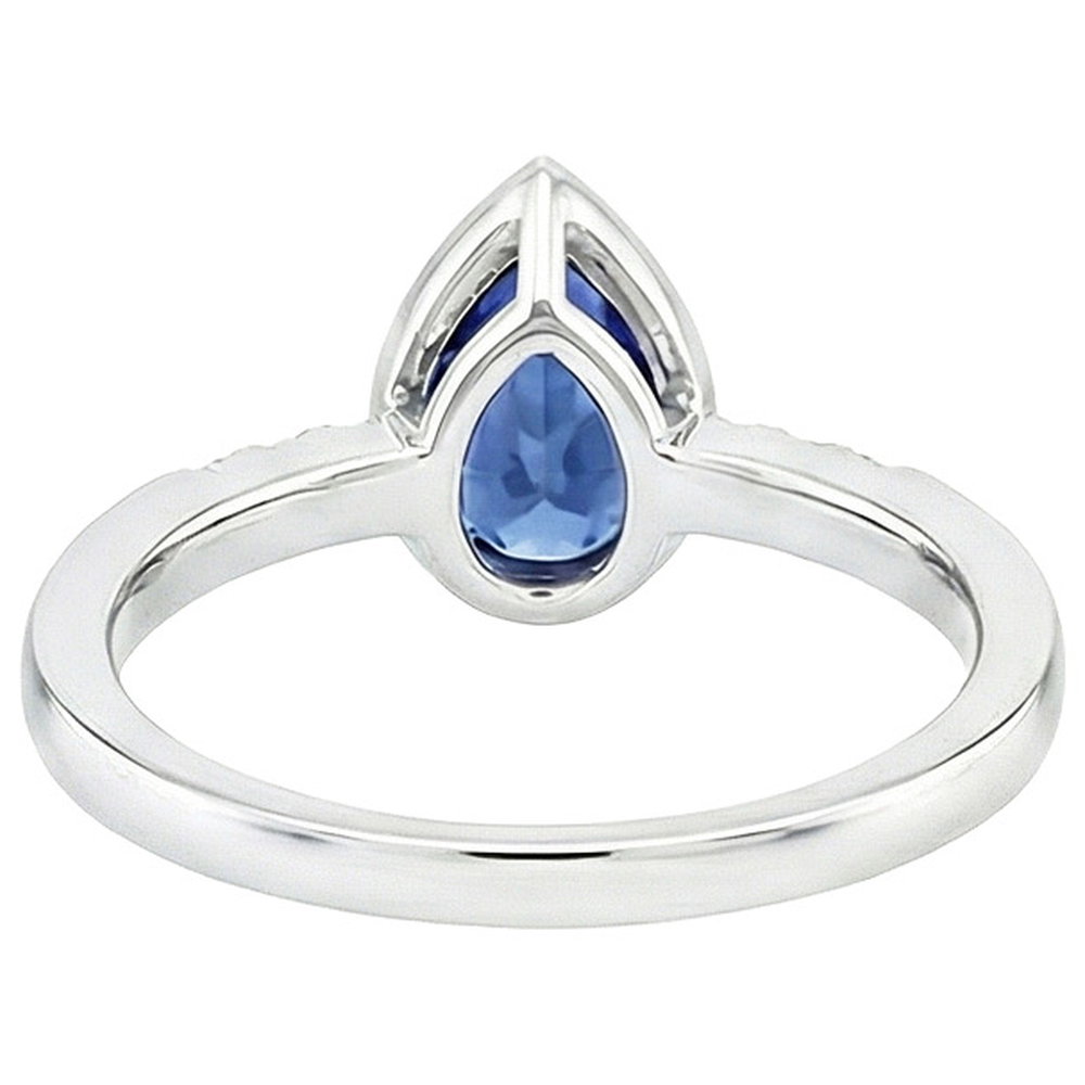 Halo Lünette Ring Birne Sri Lanka Saphir & Aus der Erde Abgebauter Natürlicher Diamanten 2,50 Karat
