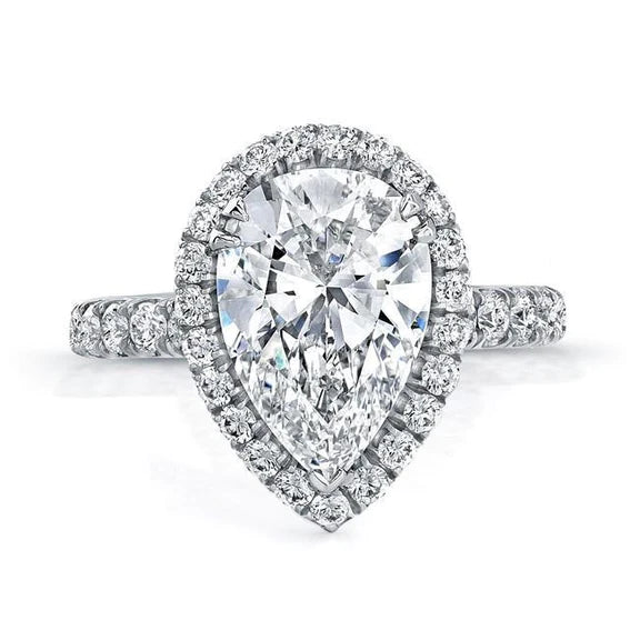 Halo-Natürlich Diamantring im Birnenschliff 3.75 Karat Schmuck