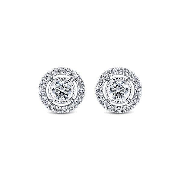 Halo-Ohrring in runder Form mit Echt Diamanten 1,36 Karat Weißgold 14K