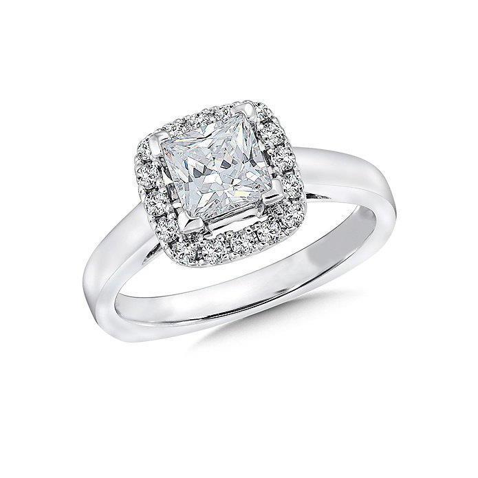 Halo Princess & Runden 2,30 Karat Echt Diamantring Weißgold 14K