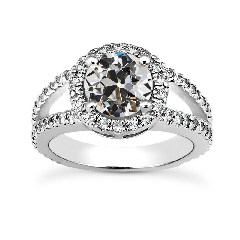 Halo Ring Alter Minenschliff Echt Diamant 14K Gold Split Shank 4.75 Karat