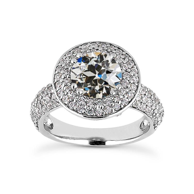 Halo Ring Altschliff Echt Diamant mehrreihig Akzente Doppelstift Set 6 Karat