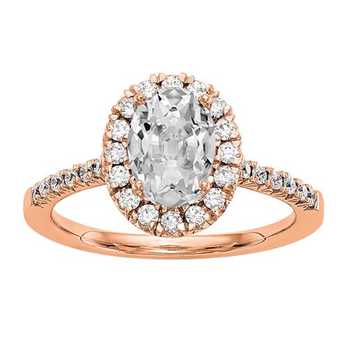 Halo Ring Oval Old Mine Cut Echt Diamant Fishtail Set 4.50 Karat Roségold