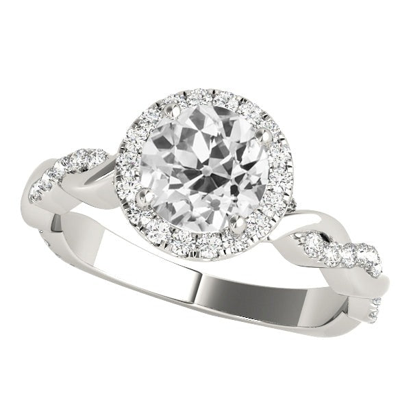 Halo Ring Runder Echt Diamanten im alten Minenschliff Twisted Style 4.25 Karat