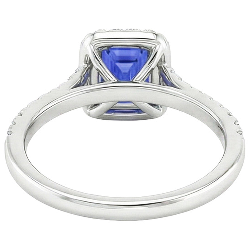 Halo Ring Smaragd Sri Lanka Saphir & Aus der Erde Abgebauter Natürlicher Diamant 4,50 Karat