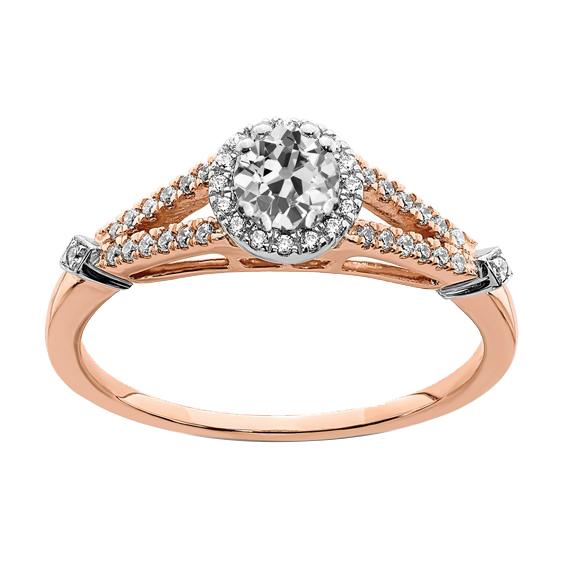 Halo Ring Verlobungsring Old Mine Cut Echt Diamant Split Shank Two Tone 3 Karat