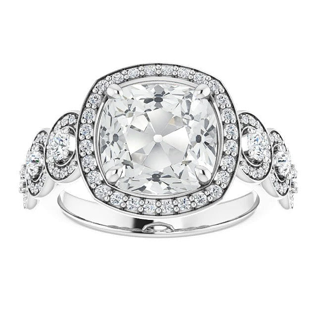 Halo Ring mit Akzenten Kissen alter Bergmann Echt Diamant 11.75 Karat Gold